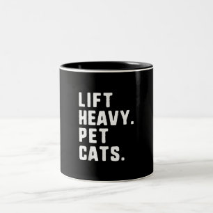 Heavy Pet Katzen Funny Gym Workout Lifting Geschen Zweifarbige Tasse