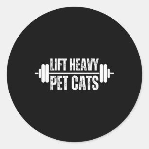 Heavy Pet Katzen Weightlifter Gym Barbell Cat O Runder Aufkleber