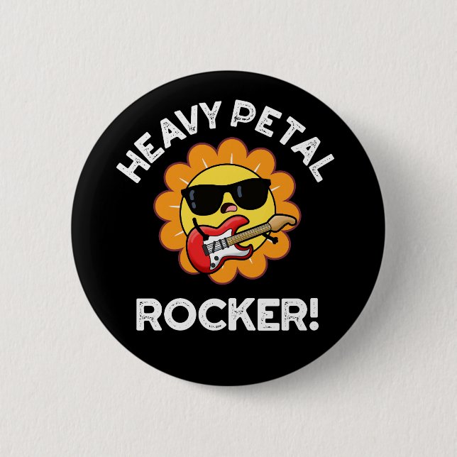 Heavy Petal Rocker Funny Blume Puck Dark BG Button (Vorderseite)