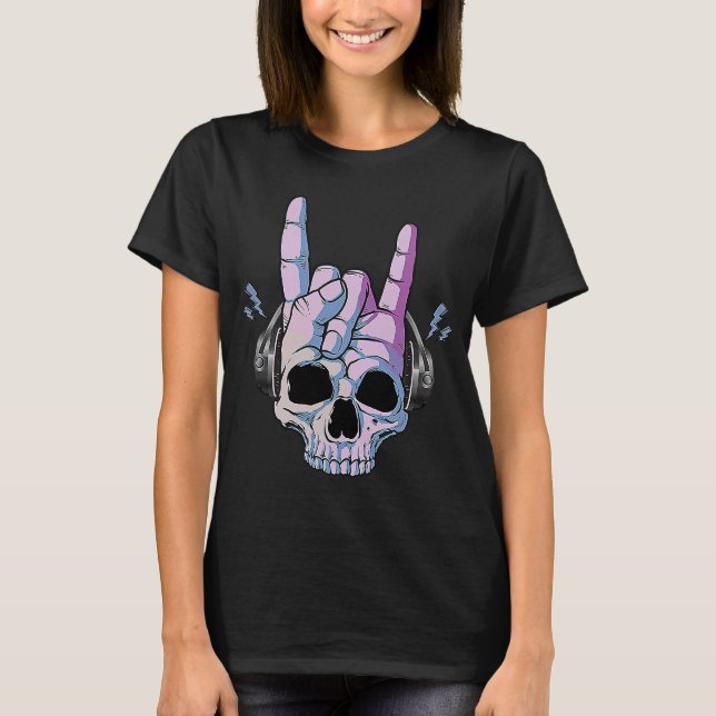 HEAVY ROCK Hands Skull Rock Music T-Shirt (Vorderseite)