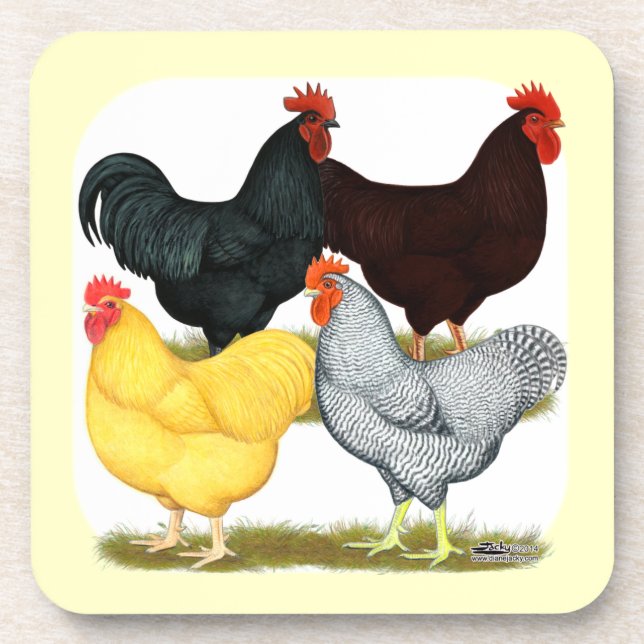 Heavy Rooster Chicken Quartett Untersetzer (Vorderseite)