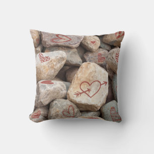 Heavy Valentine Hearts, handgezeichnete Kunstdruck Kissen