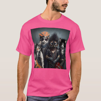 Heavymetal Headbanger Meowtal Cats Band Hard Rocks T-Shirt
