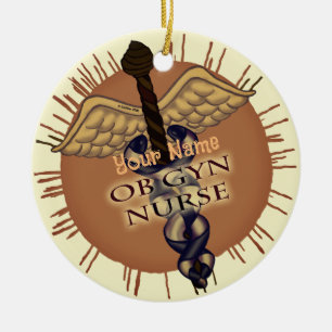 Hebamme Frauenklinik Caduceus Keramik Ornament