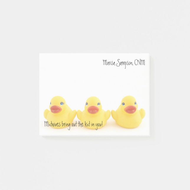 Hebamme-gelbe Enten mit Namen Post-it Klebezettel (Vorderseite)