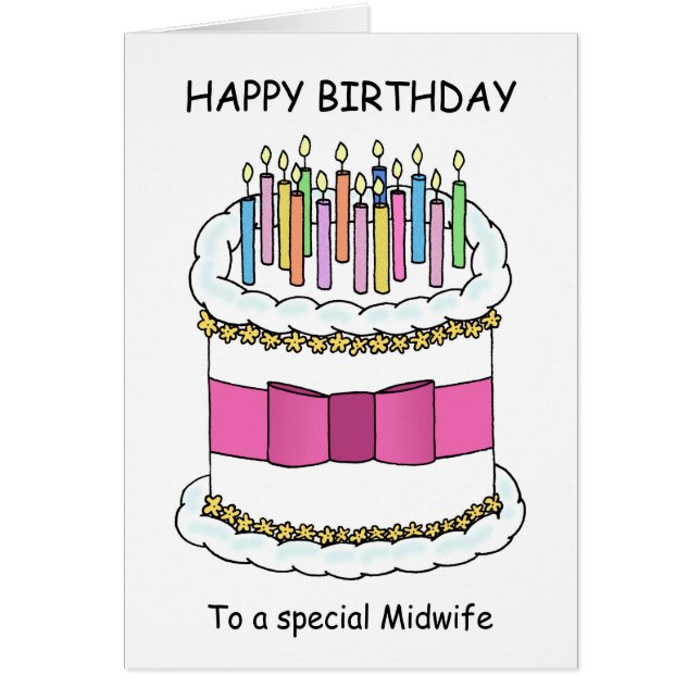 Hebamme Happy Birthday Cartoon Cake and Candles (Vorne)