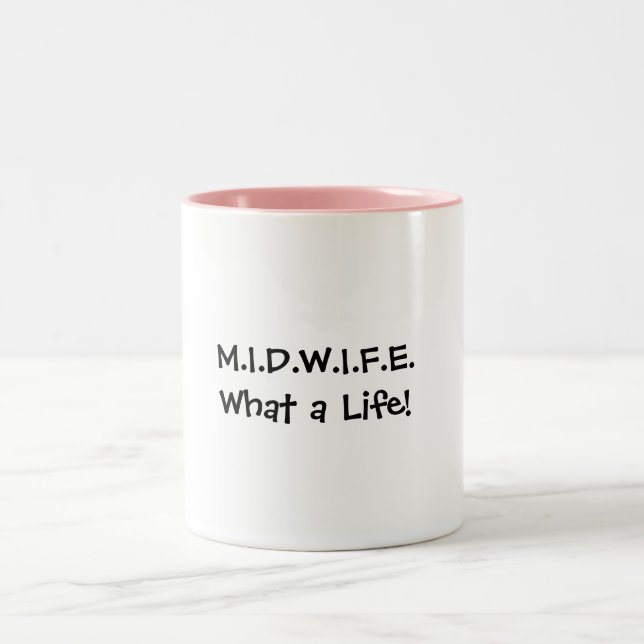 Hebamme-Leben-Tasse Zweifarbige Tasse (Mittel)