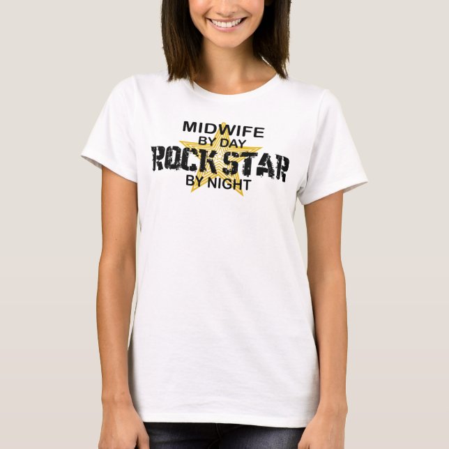 Hebamme-Rockstar bis zum Nacht T-Shirt (Vorderseite)