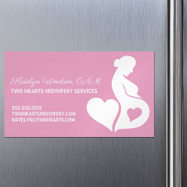 Hebamme Schöne Schwangerschaft Doula Pink Herz Magnetische Visitenkarte