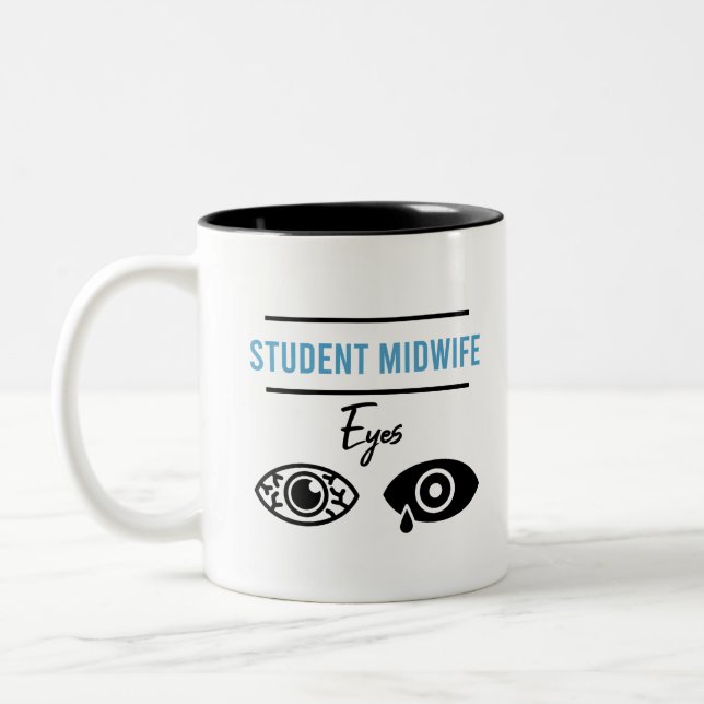 Hebamme Student Costume Midwifery Funny Gift Zweifarbige Tasse (Links)