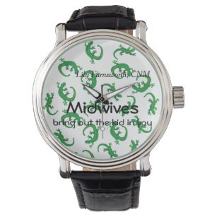 Hebammen und grüne Lizard-Drehung Armbanduhr