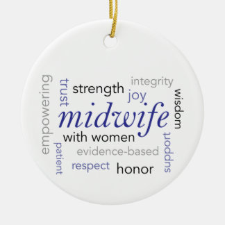 Hebammewortwolke Keramik Ornament