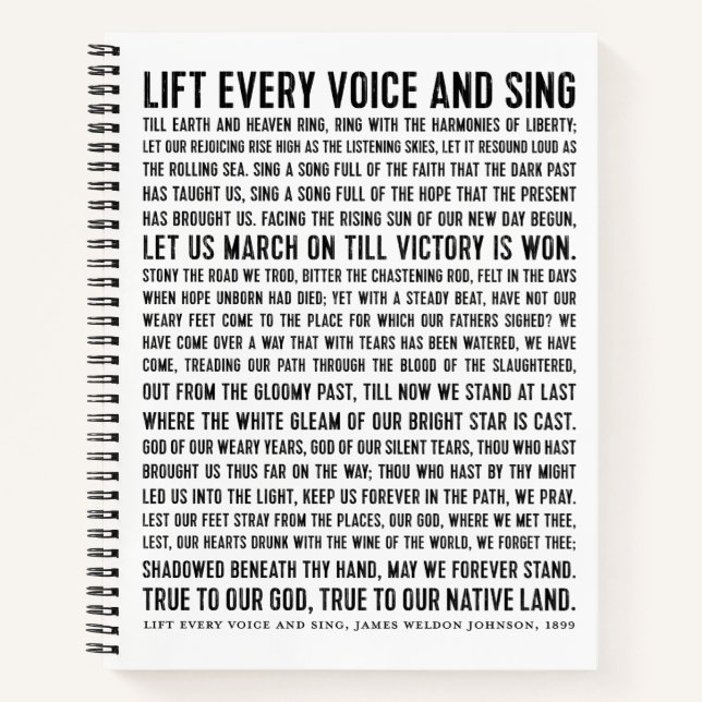 Hebe jede Stimme und Sing Poetry Journal Notizbuch (Vorderseite)