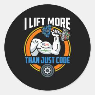Hebe mehr als nur Code lustiger Programmierer Entw Runder Aufkleber