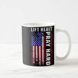 Hebe schwer, bete hart, amerikanische Flagge, chri Kaffeetasse