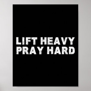 Hebe schwer, bete hart Fitness Bodybuilding Jesus  Poster