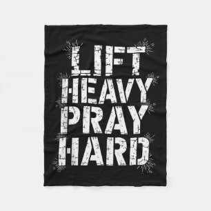 Hebe schwer, bete hart, Fitnessstudio, christliche Fleecedecke