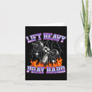 Hebe schwer, bete hart, Fitnessstudio, christliche Karte