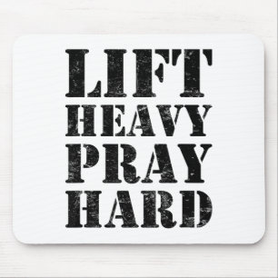 Hebe schwer, bete hart, Fitnessstudio, christliche Mousepad