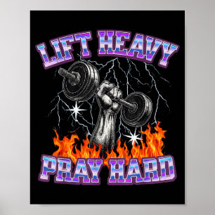 Hebe schwer, bete hart, Fitnessstudio, christliche Poster