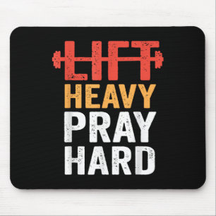 Hebe schwer, bete hart, Fitnessstudio-Workout chri Mousepad