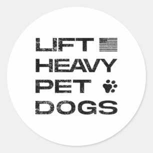 Hebe schwere Haustiere Hunde Lustiges Gym Workout Runder Aufkleber