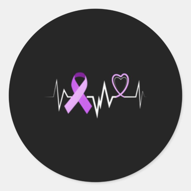 Hebeat Alzheimer Ribbon Alzheimer Disease Awarenes Runder Aufkleber (Vorderseite)