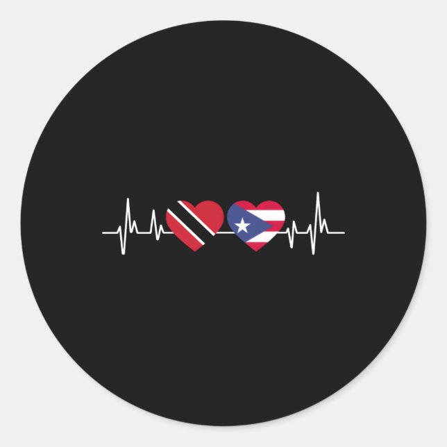 Hebeat Puerto Rico Flag Trinidad und Tobago Runder Aufkleber (Vorderseite)