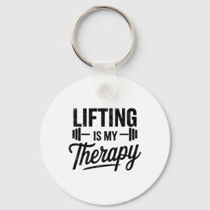 Heben ist meine Therapie Lustiger Gym Shirt Gewich Schlüsselanhänger