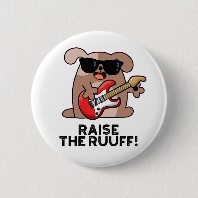 Heben Sie den Ruuf Funny Dog Pub Button (Vorderseite)