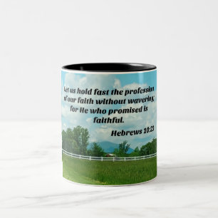 Hebräer 10:23 Ließ uns, den Beruf des Zweifarbige Tasse