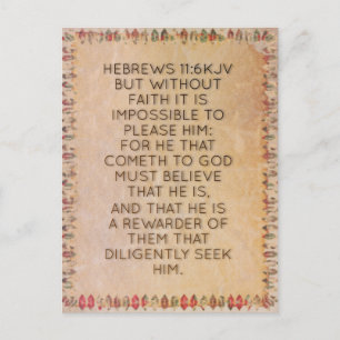 Hebräer 11:6 KJV Bibelvers-Gedächtniskarte Postkarte