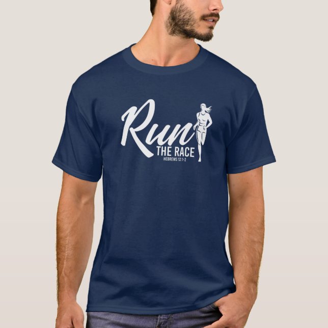 Hebräer 12:1-2 führen das Rennen aus T-Shirt (Vorderseite)