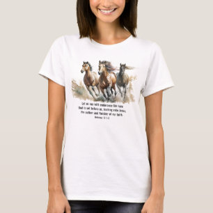 Hebräer 12:1 Lauf mit der Endurance Horse Bible Ve T-Shirt