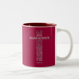 Hebräer-12:2 - Silber auf Hochrot Zweifarbige Tasse