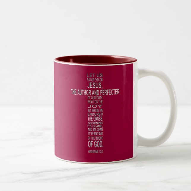 Hebräer-12:2 - Silber auf Hochrot Zweifarbige Tasse (Rechts)