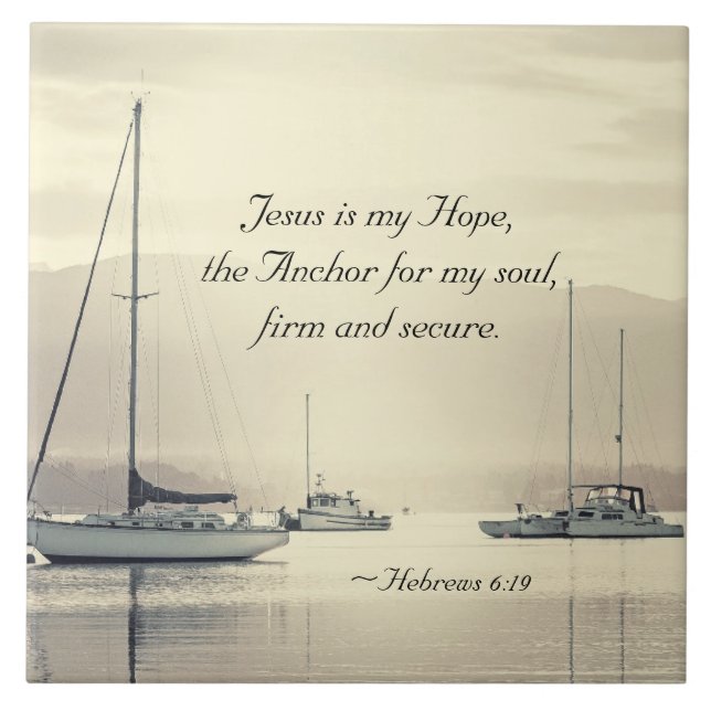 Hebräer 6:19 Jesus Anker für mein Soul, Segelboote Fliese (Vorderseite)