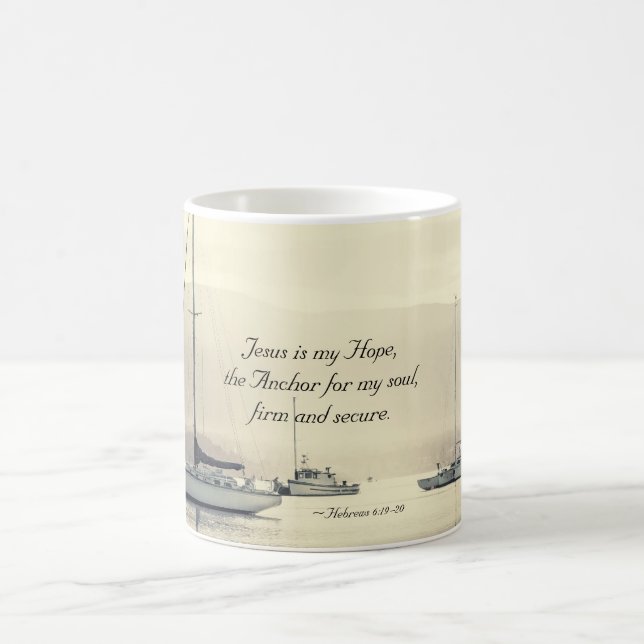 Hebräer 6:19 Jesus Anker für mein Soul, Segelboote Kaffeetasse (Mittel)