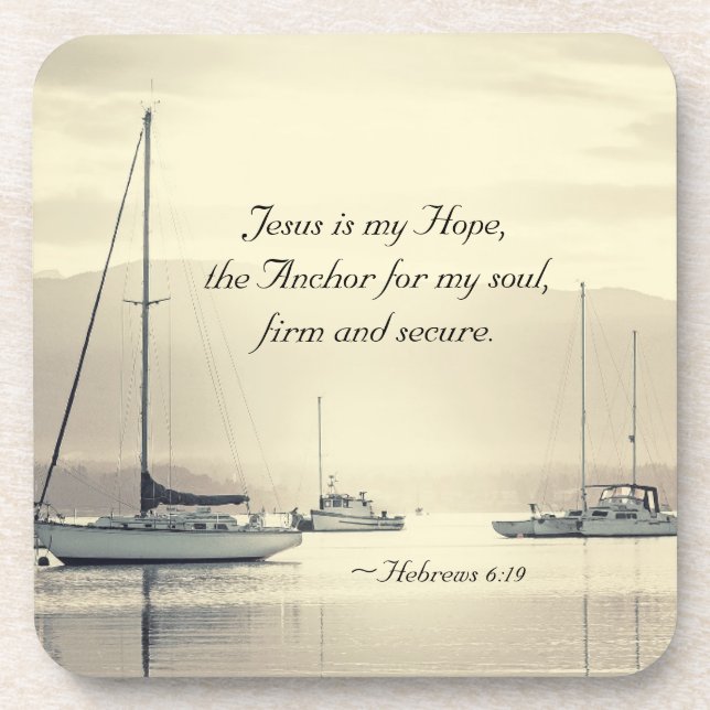 Hebräer 6:19 Jesus Anker für mein Soul, Segelboote Untersetzer (Vorderseite)