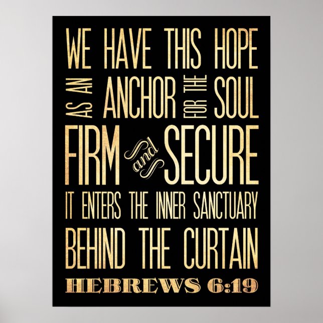 Hebräisch 16:9-Firmen und Sicherer Anker des Souls Poster (Vorne)