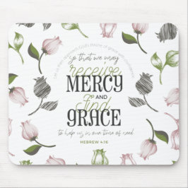 Hebräisch 4:16 Anführungszeichen mit weißer Blumen Mousepad