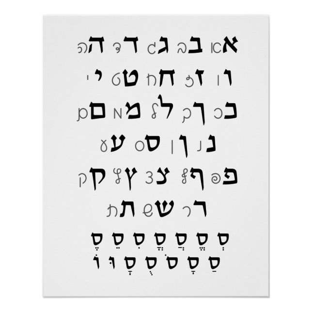 Hebräisch Alphabet mit jüdischer Nikkud-Bildung Poster (Vorderseite)
