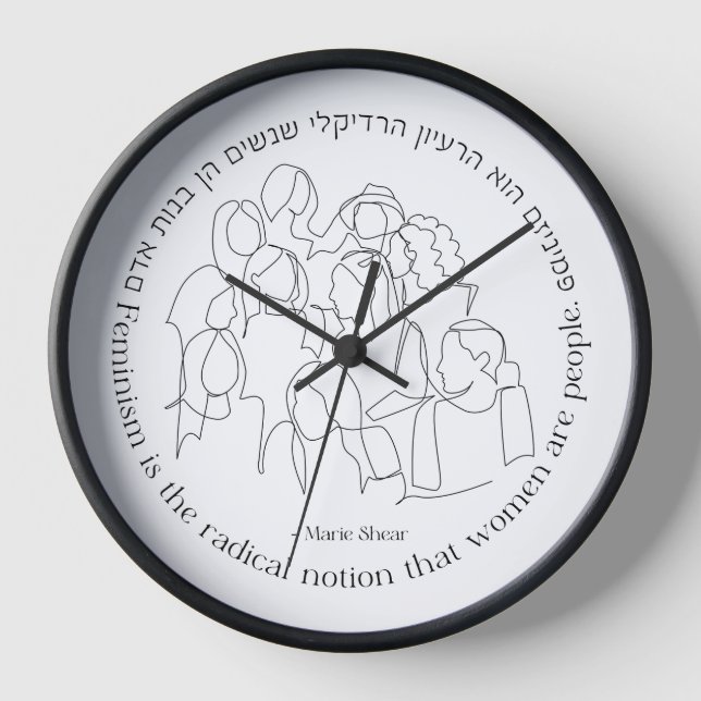 Hebräisch: Feminismus ist das Radikale... Judenfem Uhr (Vorderseite)