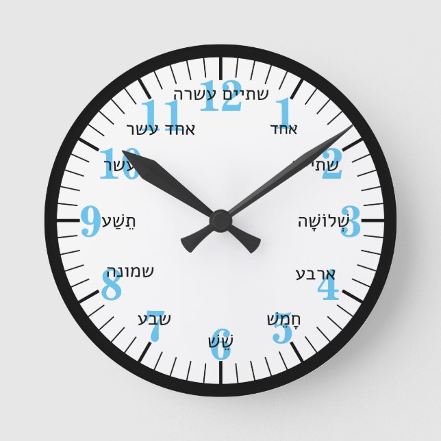 Hebräische Buchstabennummern rund um die Uhr (Vorderseite)