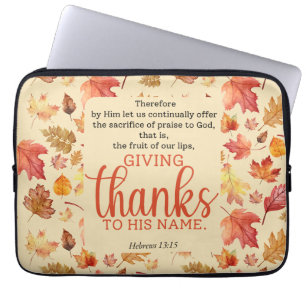 Hebräische Herbst 13:15 Erntedank Bibel Verse Laptopschutzhülle