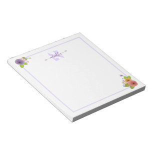  Hebräische Monogramm ALEF Personalisierte floral Notizblock