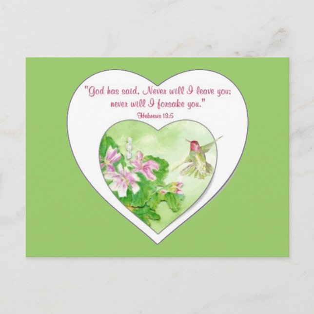 Hebräische Schrift 19:5 Ich werde dir nie verlasse Postkarte (Vorderseite)