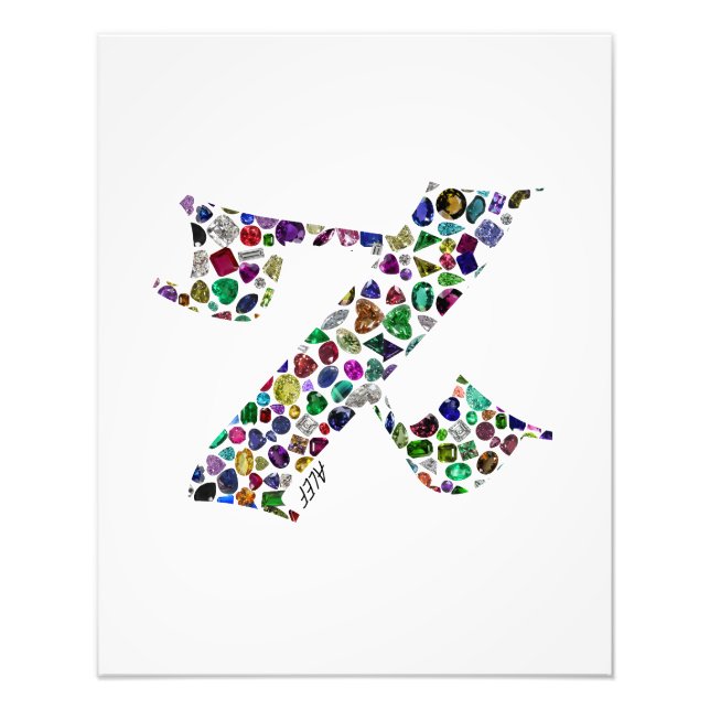 Hebräischer Brief ALEF aus Edelsteinen Fotodruck (Vorne)