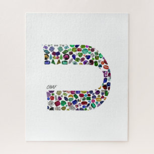 Hebräischer Buchstabe 'CHAF' aus Edelsteinen in al