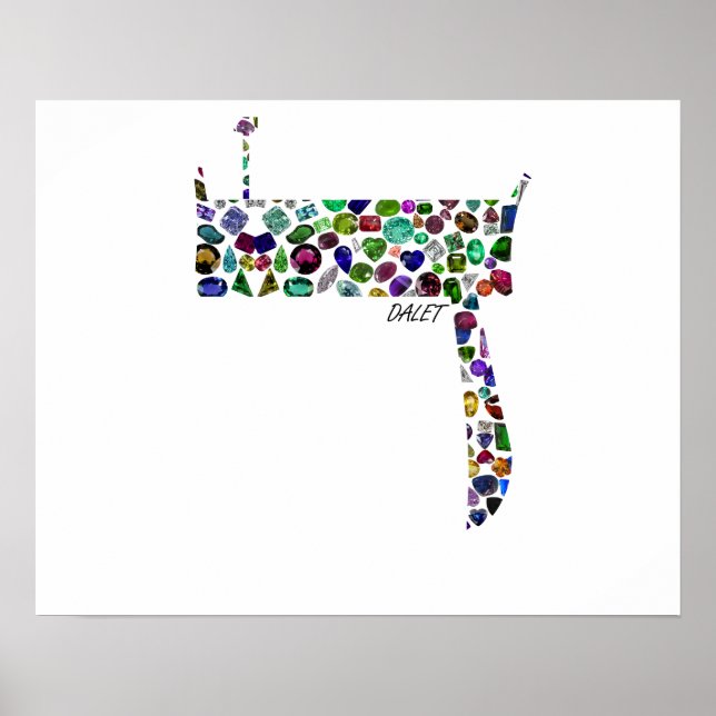 Hebräischer Letter DALET aus Edelsteinen Poster (Vorne)